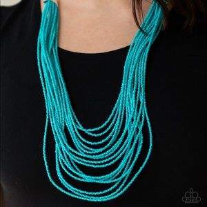 Aqua Seed Bead Necklace Set